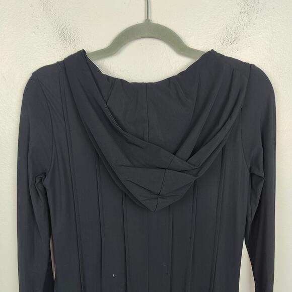 Beatrice B Commessa Dress Womens 8 Black Hooded Ponte Pleated Long Sleeve - Picture 4 of 10